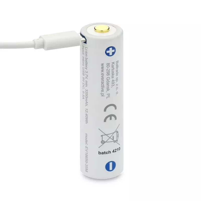 Batería Li-Ion 18650 3,7V everActive 3500mAh (1 ud.) micro-USB con protección