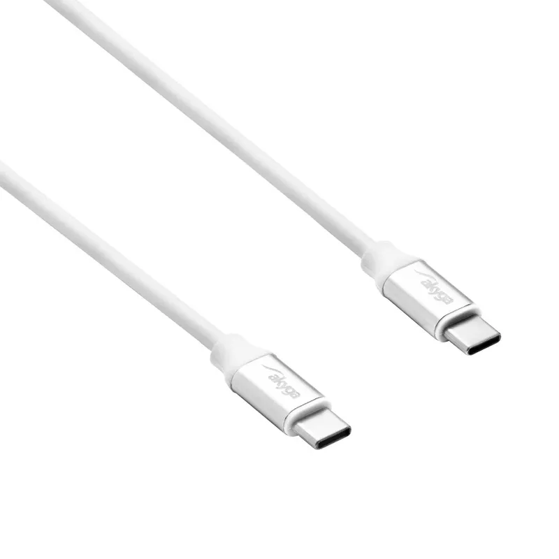 Akyga AK-USB-41 Cable USB-C a USB-C, USB 2.0, 60 W, 1,8 m, blanco