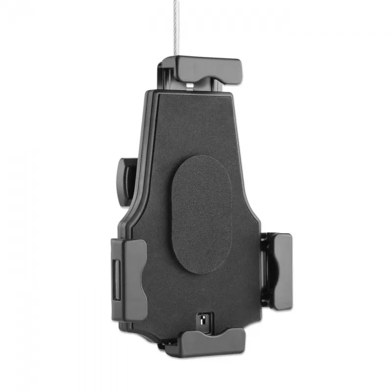 Soporte de mesa para iPad y tablet Manhattan, con cerradura, montaje en pared, protección antirrobo segura, tablets de 7,9 pulgadas a 10,5 pulgadas, giro 360°, inclinación +/- 70°, rotación 330°, negro, garantía de por vida