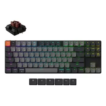 Teclado mecánico Keychron K1X-B3 — formato 80 %, USB + Bluetooth, QWERTY inglés, 87 teclas, RGB, gris