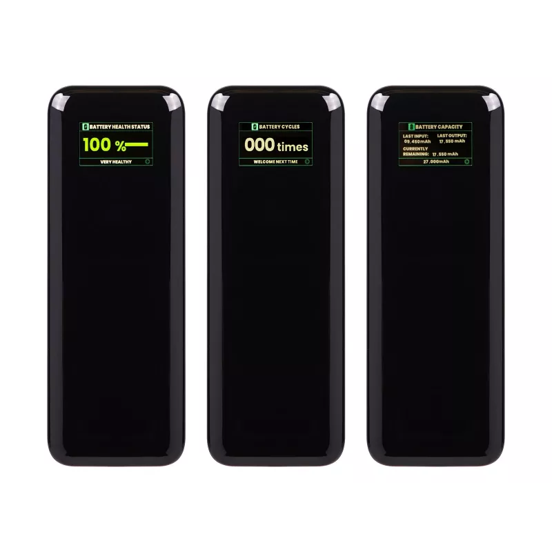 Batería externa BLOW AIR99.9 27000mAh PD 140W LCD — 2× USB‑C, 1× USB‑A, 27000 mAh, 140 W total