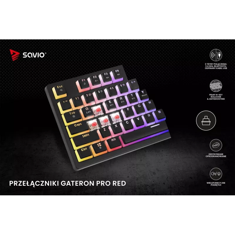Teclado gaming Savio SAVGK-PHENIX RED PUDDING mecánico RGB Wireless