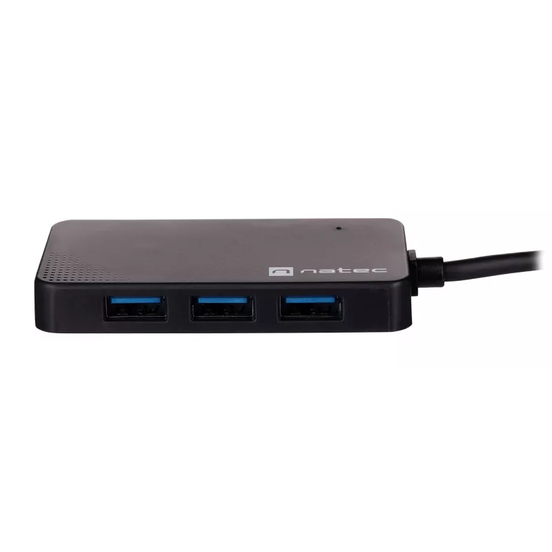 Hub USB NATEC Moth 4 puertos USB 3.2 Gen 1 Type-A (5000 Mbit/s), alimentado por USB, negro, cable de 0,15 m
