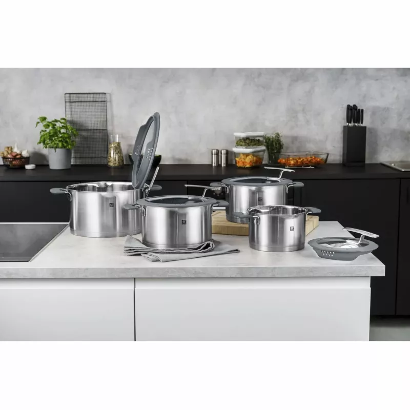 ZWILLING SIMPLIFY 66870-004-0 set de ollas acero inoxidable 4 pzas. plata negro