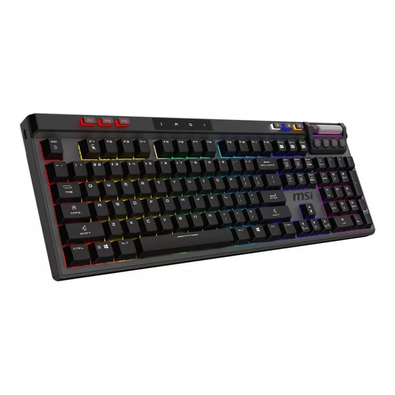 Teclado gaming mecánico MSI Strike Pro W Silent distribución US iluminación RGB, con cable, interruptores táctiles Silent