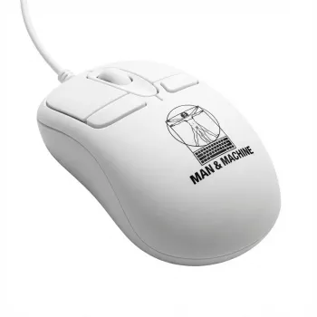 Ratón de ordenador ambidiestro con cable ManMachine Mighty Mouse 5, USB Type-A, 5 botones, blanco
