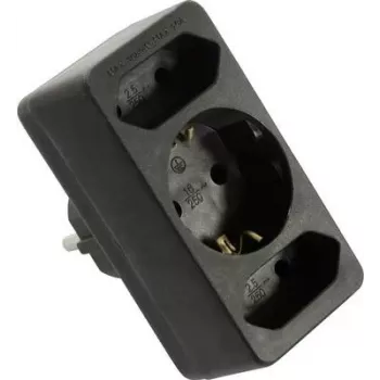 Regleta de enchufes AS Schwabe 49112 — negra, 4 enchufes