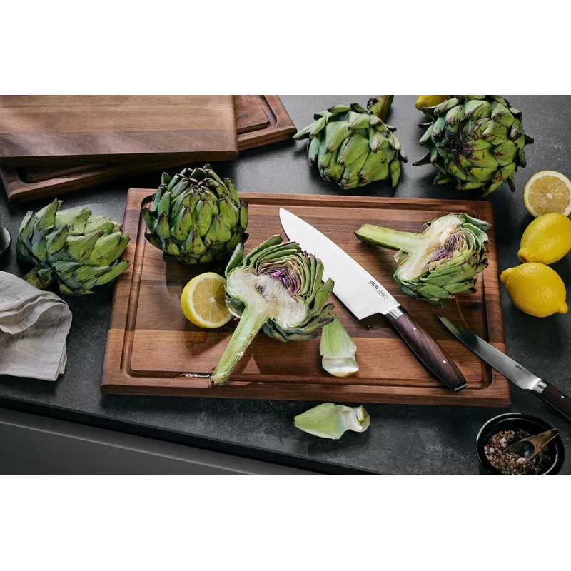 Gefu ENNO Tabla de cortar grande con ranura para jugos, madera de nogal