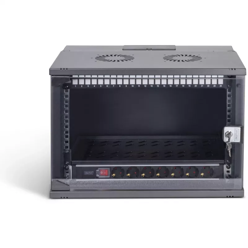 DIGITUS SOHO Pro DN-49203-SET 19" 7U set de red para montaje en pared con accesorios, 540 x 400 mm, negro