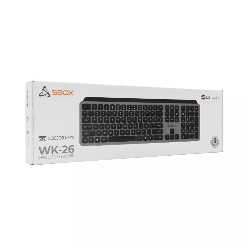 Teclado inalámbrico SBOX WK-26 US con teclas multimedia y distribución US