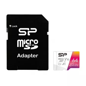 Silicon Power Elite microSDXC 64GB UHS-I Class 10 V10 Tarjeta de memoria con adaptador (SP064GBSTXBV1V20SP)