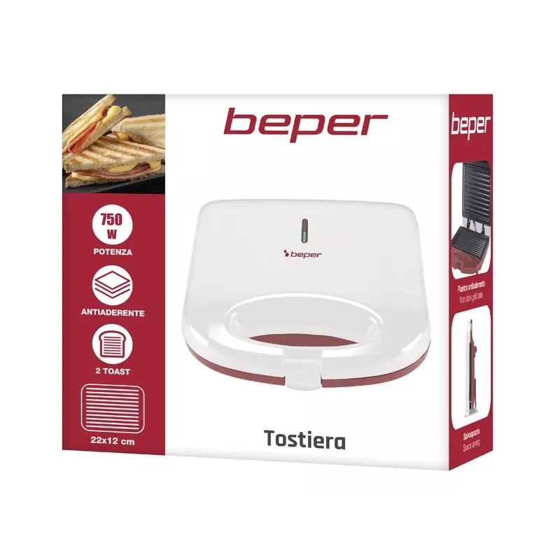 Tostadora Beper P101TOS010, tostadora eléctrica de 2 rebanadas con control de tostado ajustable