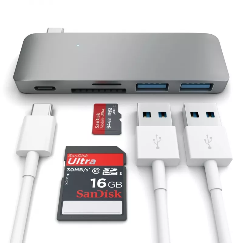Satechi ST-TCUPM hub combinado 3 en 1 Type-C USB 3.0