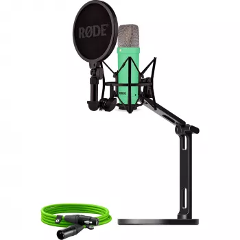 NT1 Signature +cable XLR+brazo de estudio de sobremesa, micrófono verde claro, pack