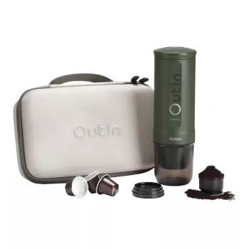 Set cafetera portátil Outin Nano 7500mAh (verde) + funda protectora