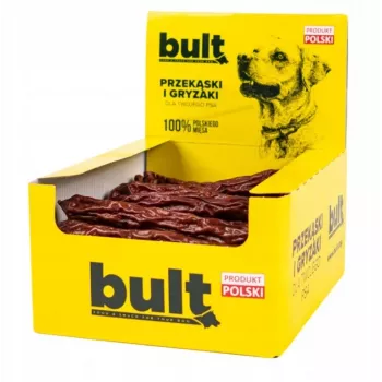 Snack para perros BULT salchichas de ternera 40 g — snack natural para perros con sabor a ternera, envase individual de 40 g, proteína 39,8 %, grasa 35,2 %