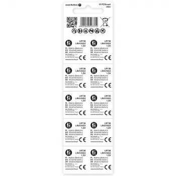 Pila de botón desechable alcalina everActive EVAG3 LR41 1,5 V – pack de 10