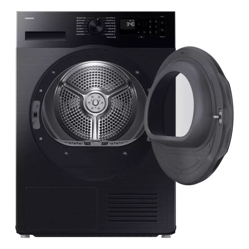 Samsung Secadora DV90DG52A0ABLE, negra, SpaceMax, Hygiene-Pflege, 9 kg, A+++, Bomba de calor, Negro