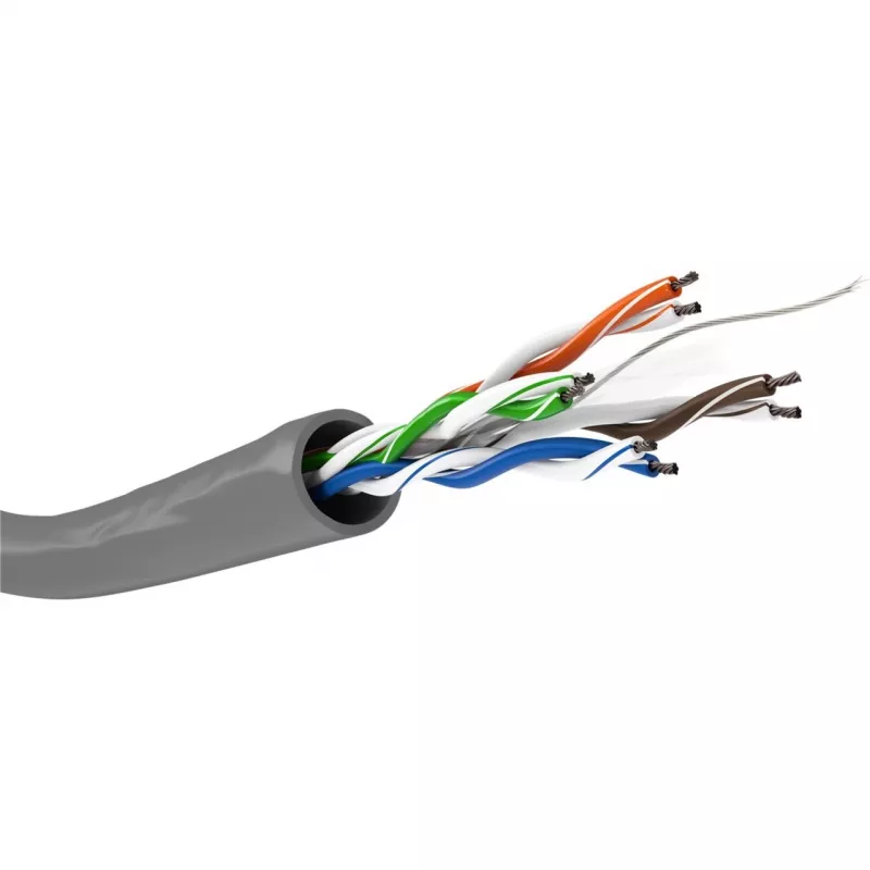 Cable de red Wentronic Goobay CAT 6, U/UTP, gris, 100 m - CCA, AWG 24/7 (hilo), PVC (93884)