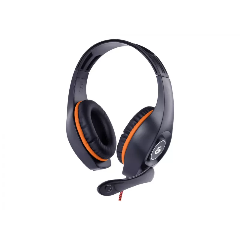 Gembird GHS-05-O auriculares gaming con cable, supraaurales, 3,5 mm, control de volumen, 20-20000 Hz, 32 Ohm, cable de 2 m, negro/naranja