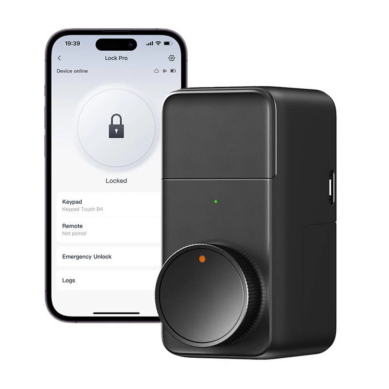 Cerradura inteligente SwitchBot Lock Pro – con llave y sin llave, inalámbrica, negra, alimentada por pilas AA
