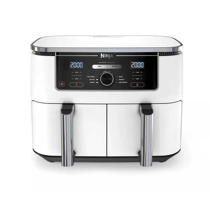 Freidora de aire Ninja AF400EU Double 9,5 L 2470 W blanca, controles giratorios y táctiles