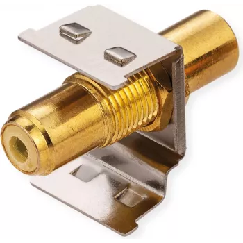 Conector hembra RCA ROLINE Keystone blindado metal amarillo (26.11.0396)