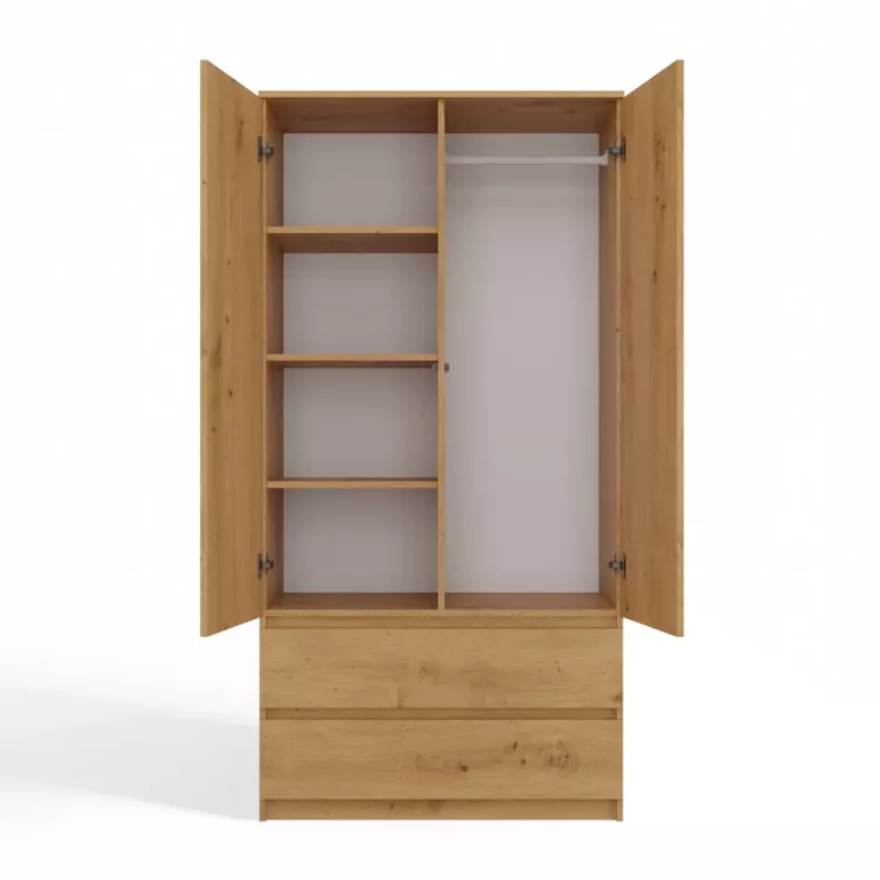 Topeshop SZAFA MALWA ART armario ropero de dormitorio 5 estantes 2 puerta(s) roble