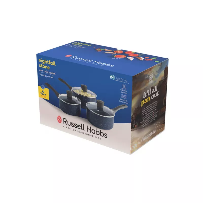 Set de ollas Russell Hobbs Nightfall Stone 3 piezas 16/18/20 cm antiadherente