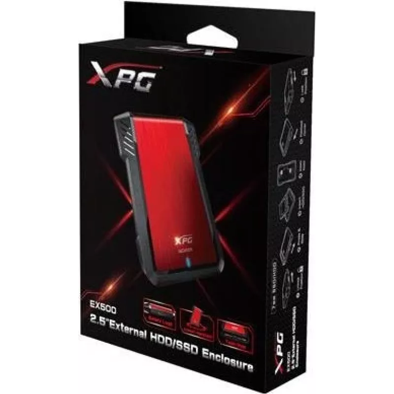 Caja para HDD/SSD ADATA EX500 negra, roja 2,5