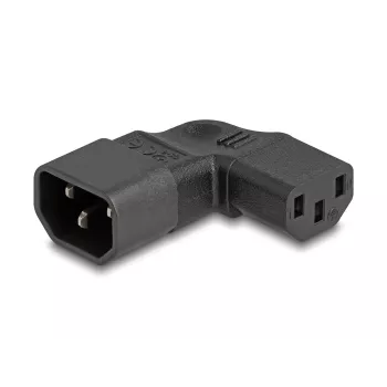 Adaptador de red DeLOCK IEC 60320 C14 a toma C13 10 A 90° izquierda/derecha negro