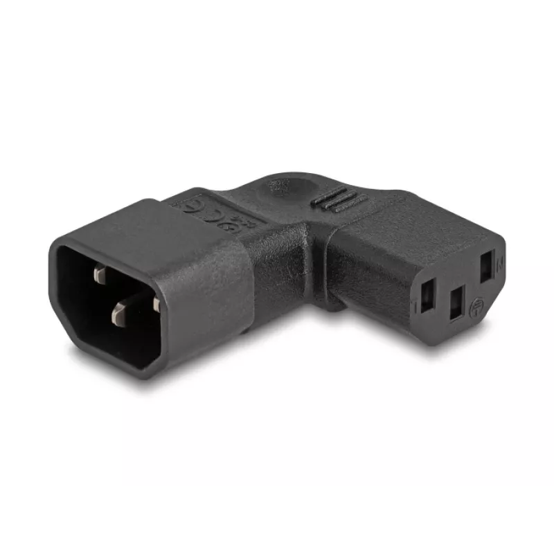 Adaptador de red DeLOCK IEC 60320 C14 a toma C13 10 A 90° izquierda/derecha negro