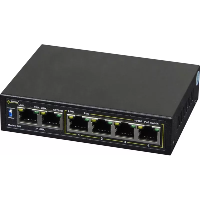 Switch de red PULSAR Switch POE Pulsar S64 4 puertos 2 uplink
