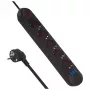 Regleta de enchufes MACLEAN MCE395 B — 5 enchufes, 3×USB, 110–240V AC, 2,1A USB, 2500W, cable de 1,5 m, negra