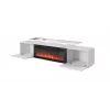 Mueble TV Cama Meble ROVA con chimenea eléctrica 190x37x48 cm blanco/blanco brillante