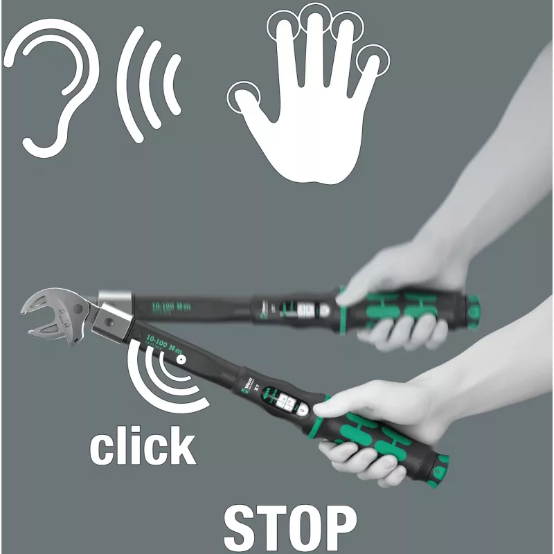Llave dinamométrica Wera Click-Torque X 7 con mango negro-verde, cuadradillo 14x18 mm