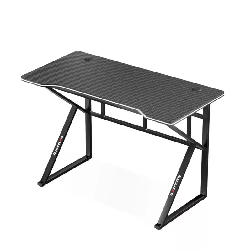 Mesa gaming Huzaro Hero 1.6 negra — mesa recta de MDF/carbono 1200×600×750 mm, estructura metálica