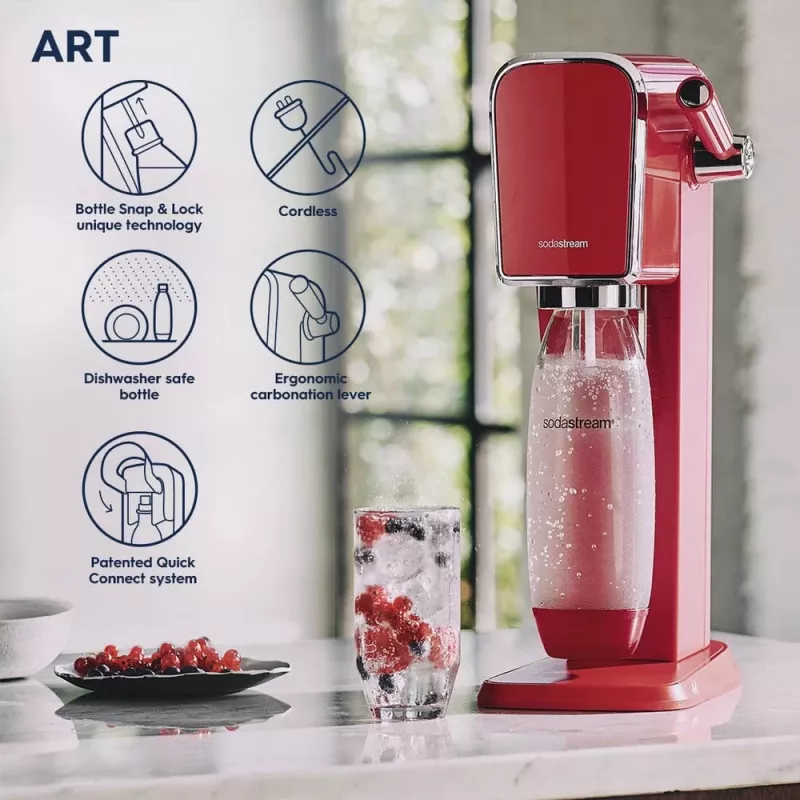 Máquina de soda SodaStream Art Mandarin Red botella de carbonatación 1L