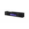 Mueble TV Cama Meble SLIDE 200K con chimenea eléctrica 200×40×37 cm negro brillante, puertas de MDF, cuerpo de tablero de partículas