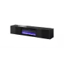 Mueble TV Cama Meble SLIDE 200K con chimenea eléctrica 200×40×37 cm negro brillante, puertas de MDF, cuerpo de tablero de partículas