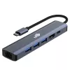 Adaptador HUB USB C 6en1 - HDMI, USBx3, PD, RJ-45