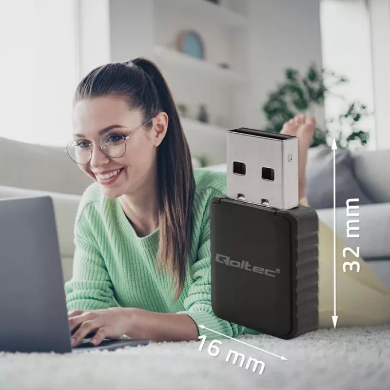 Adaptador USB inalámbrico QOLTEC 56988 Dual Band 1300Mbps USB 3.0