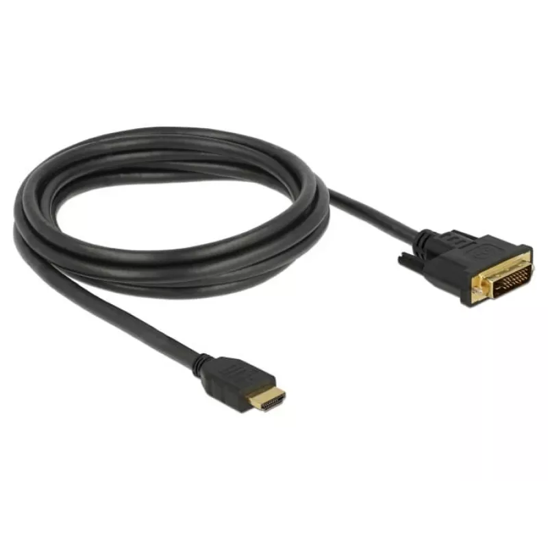 DeLOCK - cable de vídeo - HDMI / DVI - DVI-D (M) a HDMI (M) - 2,0 m - triple aislamiento - negro - tornillos moleteados (85654)