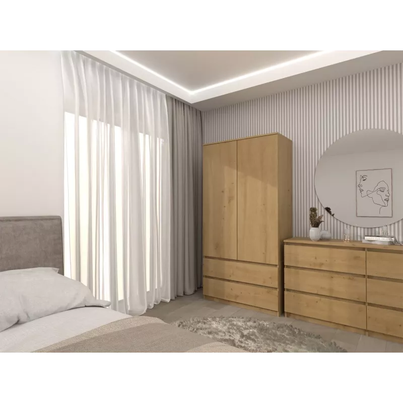 Topeshop SZAFA MALWA ART armario ropero de dormitorio 5 estantes 2 puerta(s) roble