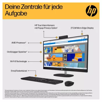 HP 27-cr0471ng - Todo en uno (solución completa) - Ryzen 7 7730U - RAM 16 GB - SSD 512 GB - NVMe - Radeon Graphics - 1GbE, Wi-Fi 6, Bluetooth - WLAN: 802.11a/b/g/n/ac/ax, Bluetooth