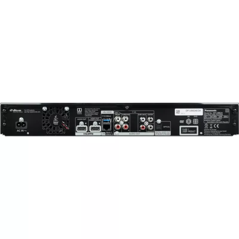 Reproductor de Blu-ray 3D Panasonic DP-UB824 - Escalado - Ethernet, Wi-Fi (DP-UB824EGK)