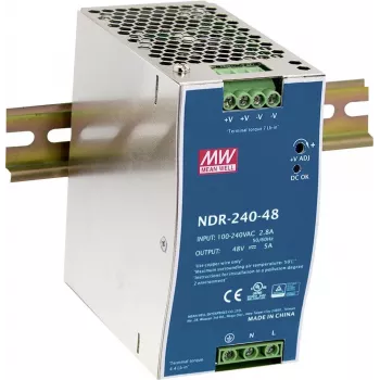 MEAN WELL NDR-240-48 Fuente de alimentación conmutada para carril DIN, 240 W, 48 V 48 V, 240 W