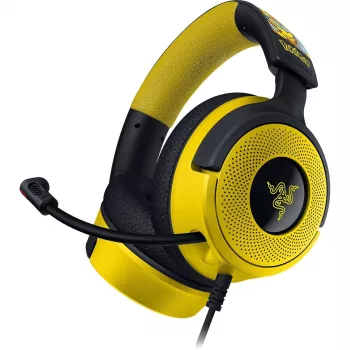 Auriculares Razer Kraken V4 X Pokemon — con cable USB-C/USB-A, supraaurales, 20–20000 Hz, cable de 1,8 m, 310 g, negro/amarillo