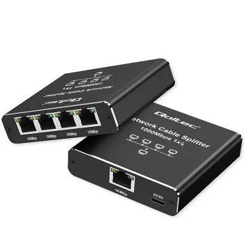 Mini switch Ethernet QOLTEC 52293 1x4 RJ45, splitter de red no gestionado 1 entrada 4 salidas