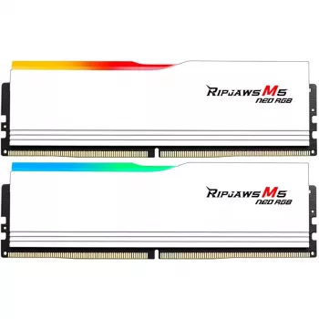 DIMM 64 GB DDR5-6000 (2x 32 GB) Dual-Kit, memoria blanca, F5-6000J2836G32GX2-RM5NRW, Ripjaws M5 Neo RGB, AMD EXPO